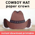 Cowboy Hat Paper Crown Party Printable Kids Craft Wild West Within Free Printable Cowboy Hat Template