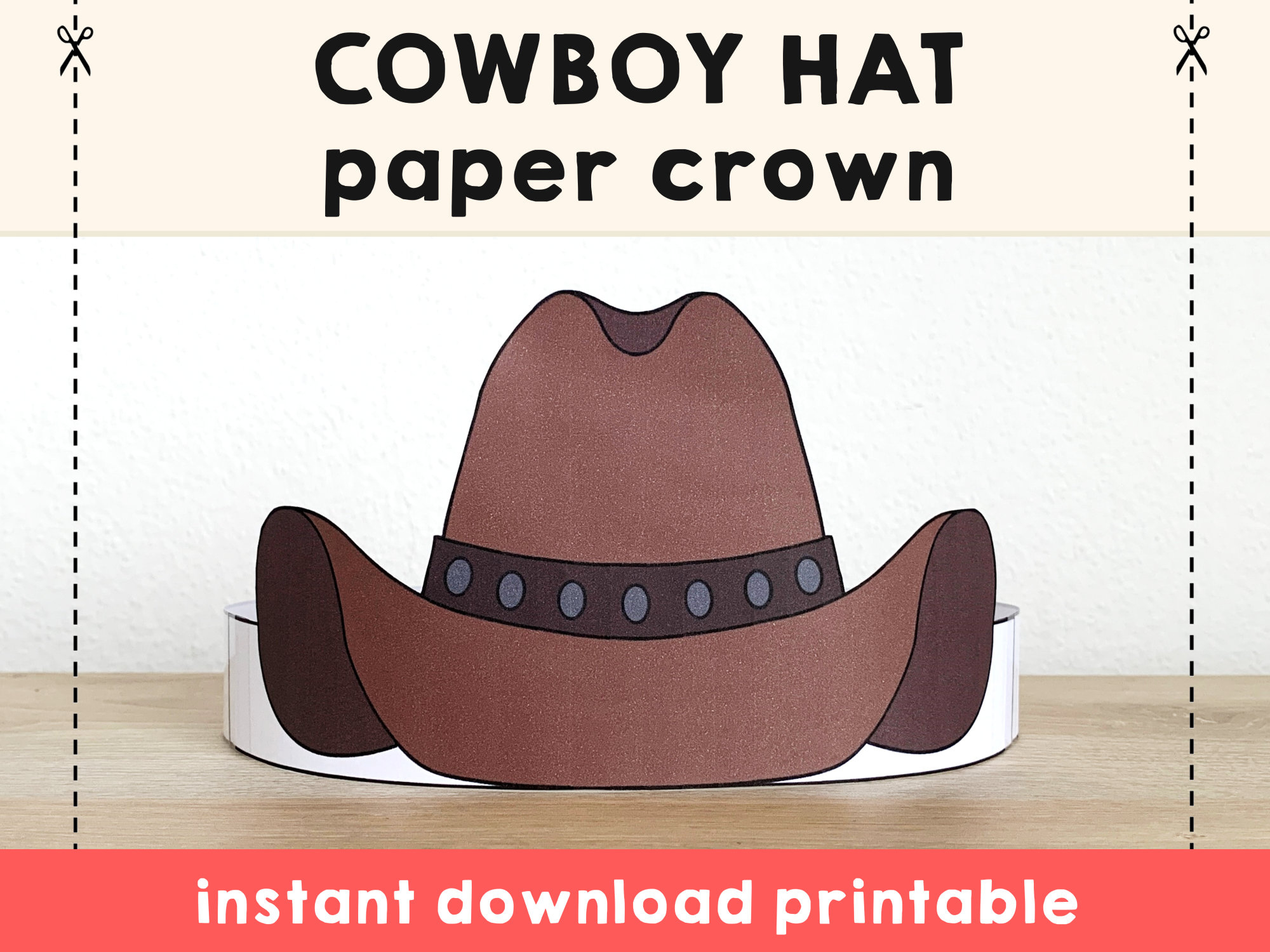 Cowboy Hat Paper Crown Party Printable Kids Craft Wild West within Free Printable Cowboy Hat Template