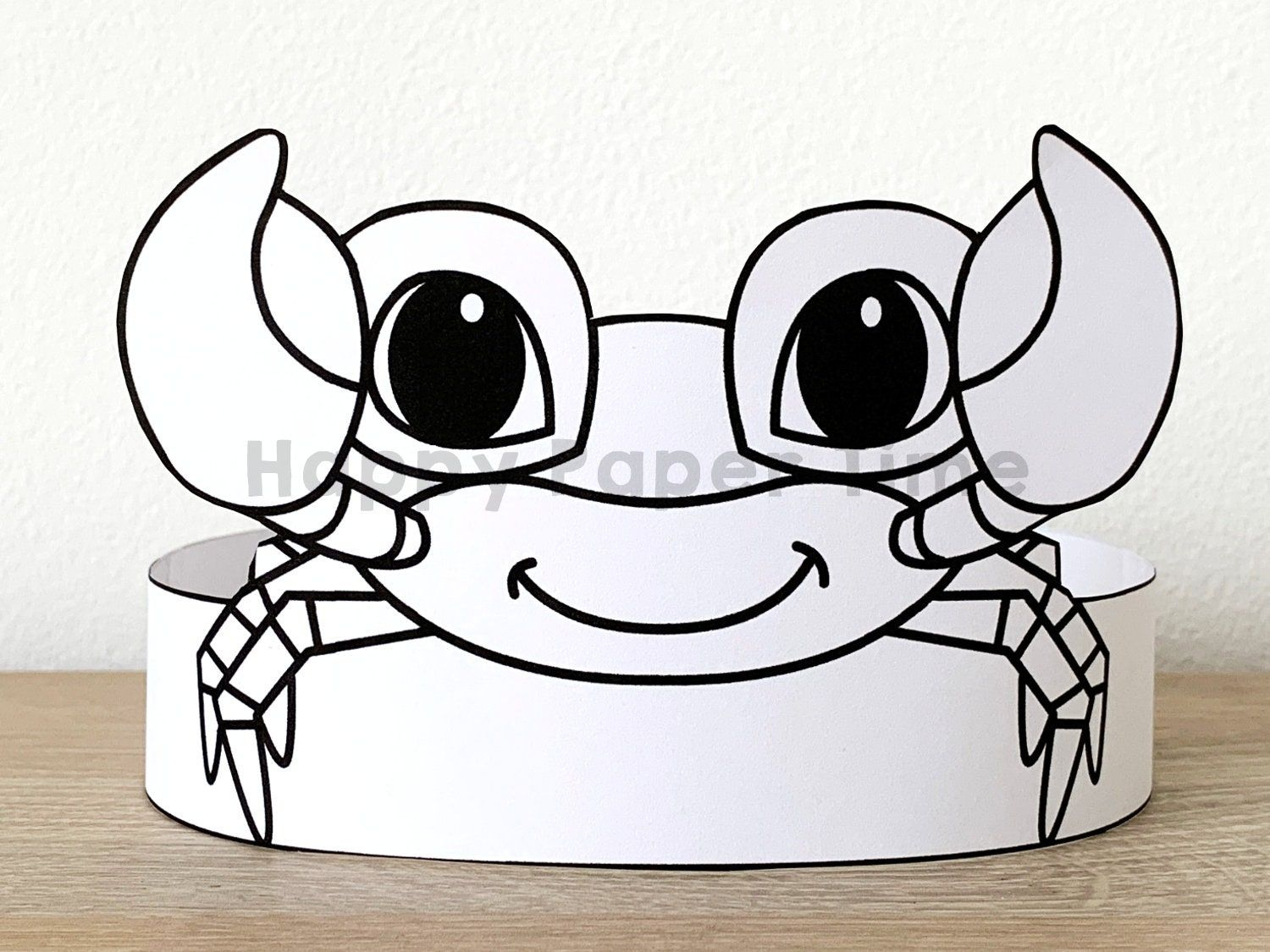 Crab Paper Crown Party Coloring Printable Party Hat Kids Craft within Free Printable Crab Hat Template