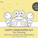 Crab Paper Hat For Coloring Download, Printable Crab Ocean Theme Inside Free Printable Crab Hat Template