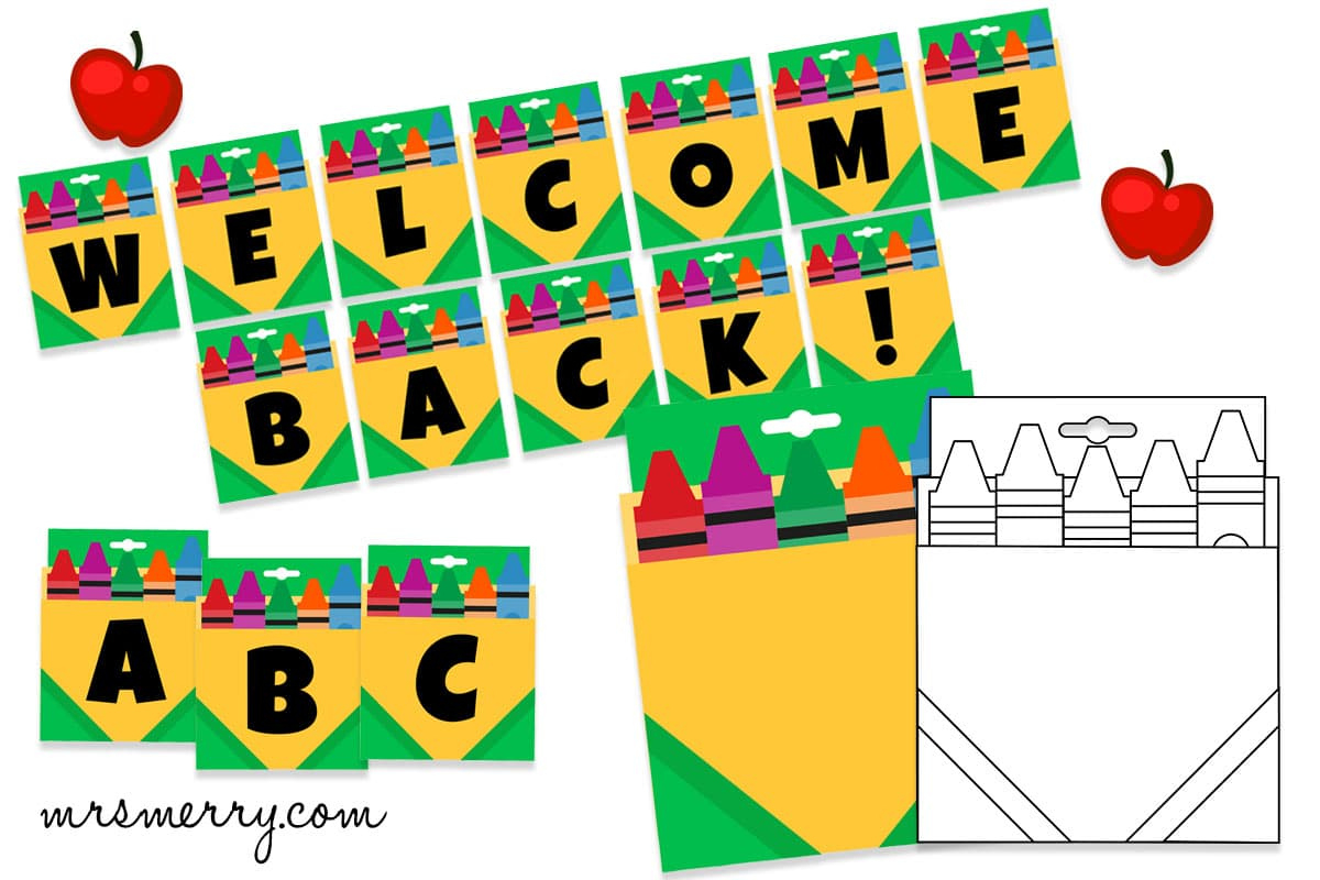 Crayons Printable Template &amp;amp; Letter Banner | Mrs. Merry with regard to Free Printable Crayon Box Template