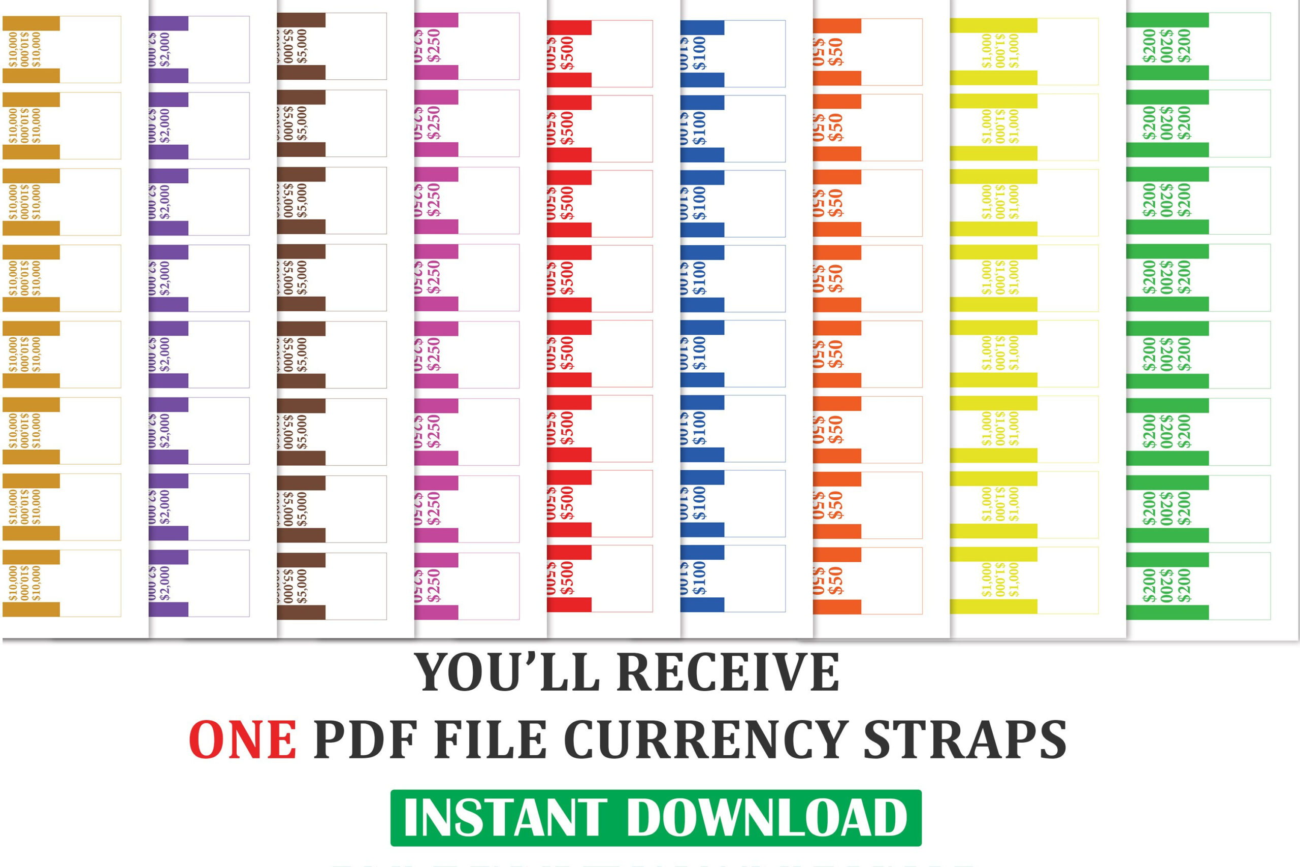 Currency Straps, Money Bands with Free Printable Currency Strap Template