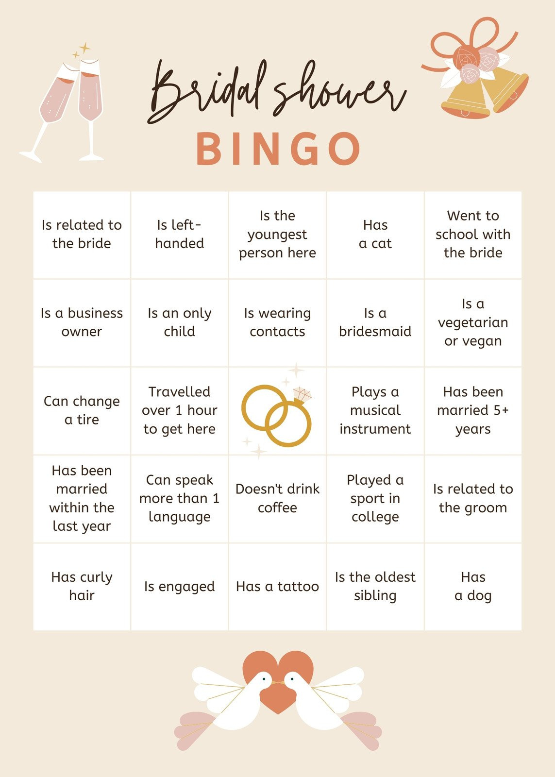 Customize 43+ Bridal Shower Bingo Card Templates Online - Canva in Free Printable Bridal Shower Bingo Template