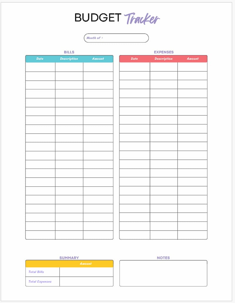 Daily Planner Template For Moms With Adhd regarding Free Printable Expense Tracker Template