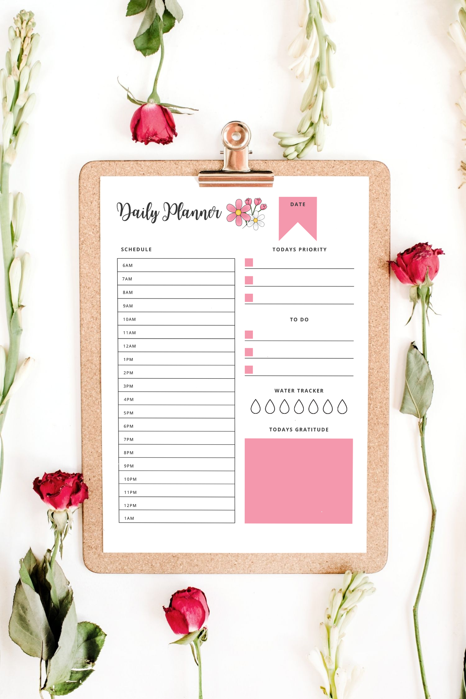 Daily Planner Template - Free Printable — Gathering Beauty intended for Free Printable Cute Daily Planner Template