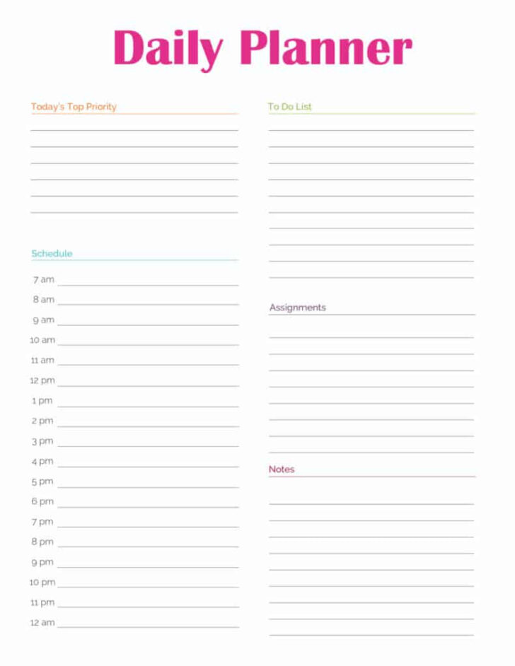 Free Printable Daily Routine Template