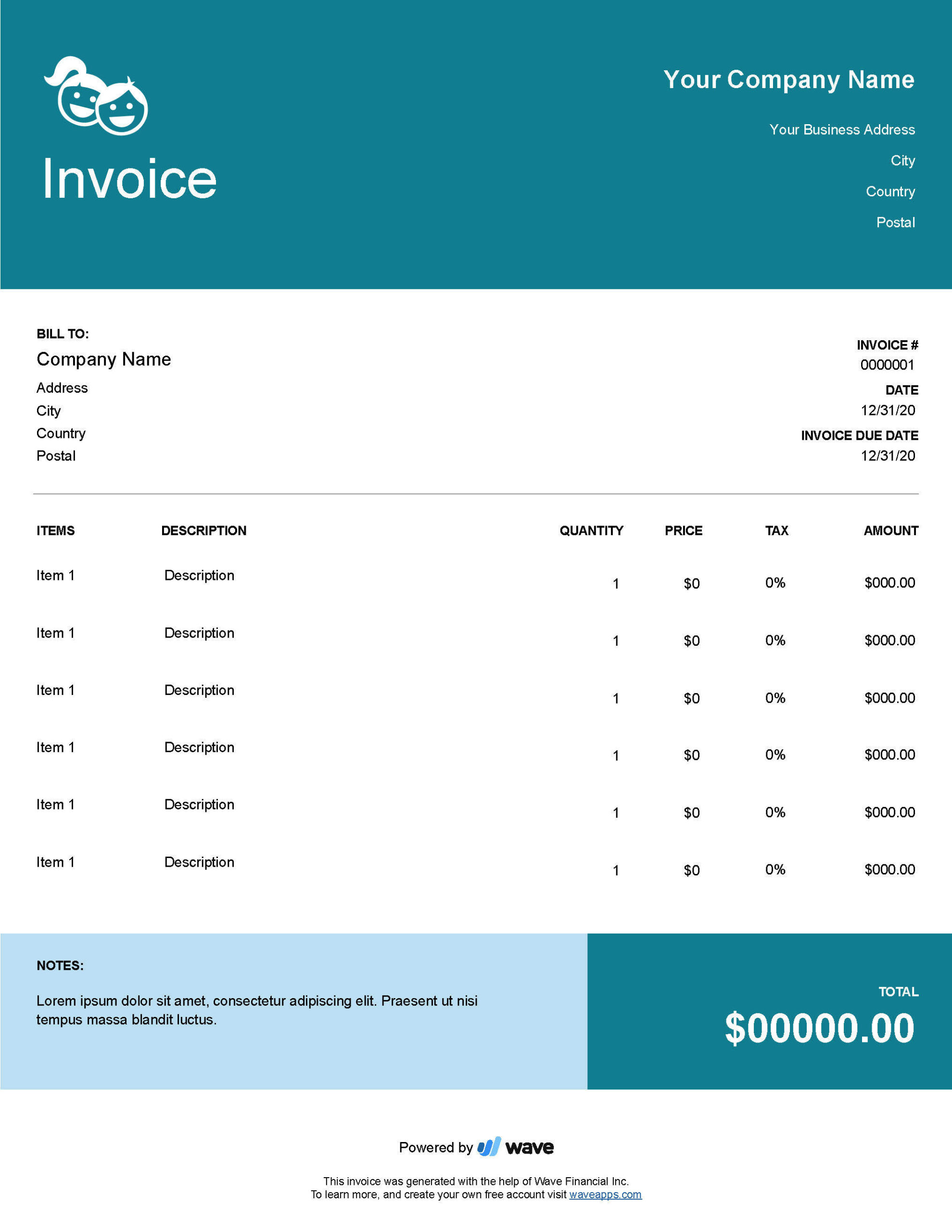 Daycare Invoice Template - Wave Financial for Free Printable Daycare Invoice Template