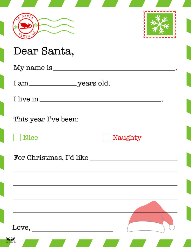 Dear Santa Letter Printables - Free | Printabulls for Free Printable Dear Santa Letter Template