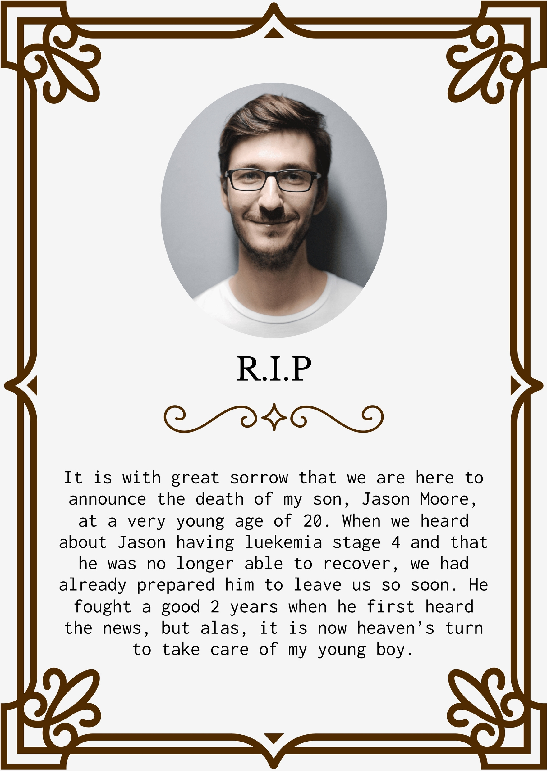 Death Announcement Templates In Word To Download within Free Printable Death Announcement Template Free