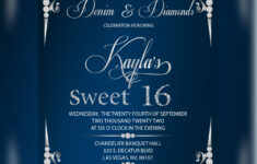 Denim & Diamonds Sweet 16 Invitation pertaining to Free Printable Denim And Diamonds Invitation Template