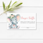 Diaper Raffle Tickets Elephant Baby Shower Pink & Gray Elephant Baby Shower  Game Printable Blush Pink Floral Not Editable 0121   Etsy Regarding Free Printable Elephant Diaper Raffle Ticket Template