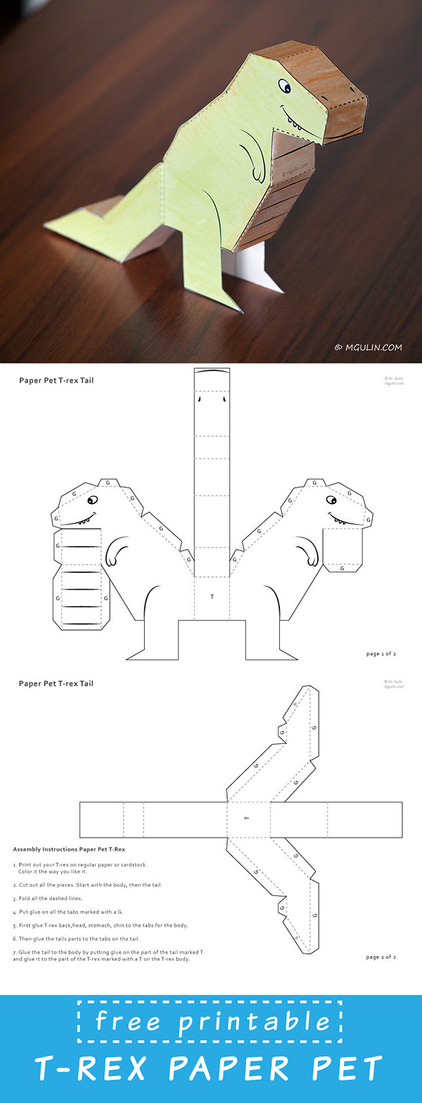 Free Printable Dinosaur Paper Bag Puppet Template