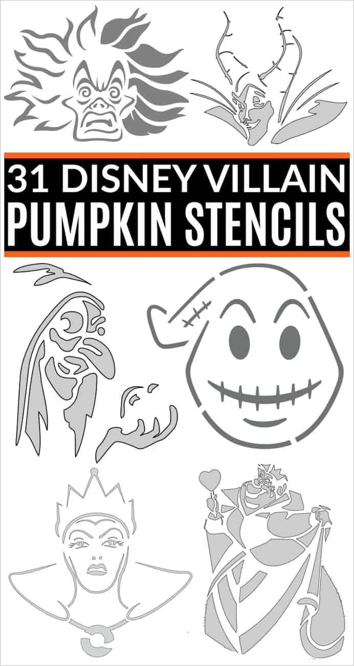 Disney Villain Pumpkin Stencils in Free Printable Disney Pumpkin Carving Template