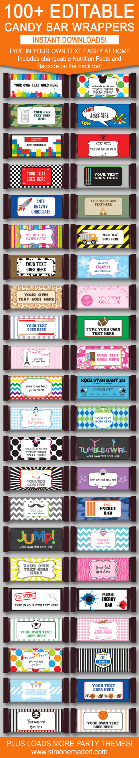 Diy Candy Bar Wrapper Templates | Party Favors | Chocolate Bar Labels for Free Printable Chocolate Bar Wrapper Template