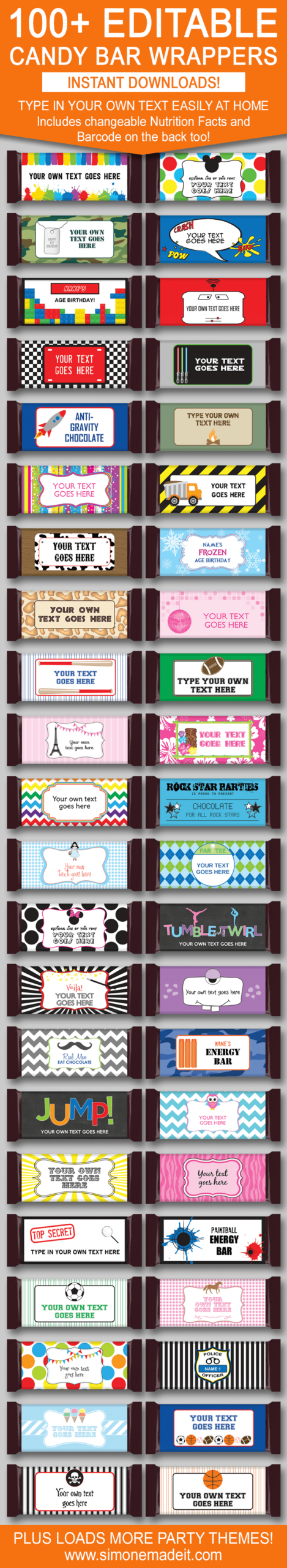 Diy Candy Bar Wrapper Templates | Party Favors | Chocolate Bar Labels pertaining to Free Printable Candy Wrappers Template