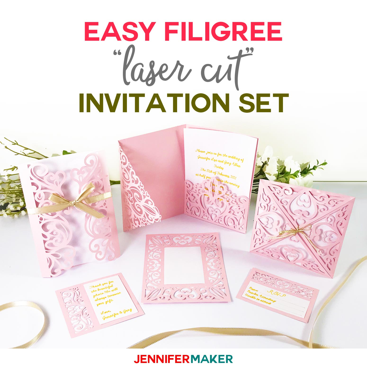 Diy Wedding Invitation Templates - Free &amp;quot;Laser Cut&amp;quot; Set - Jennifer intended for Free Printable Diy Wedding Invitations Template