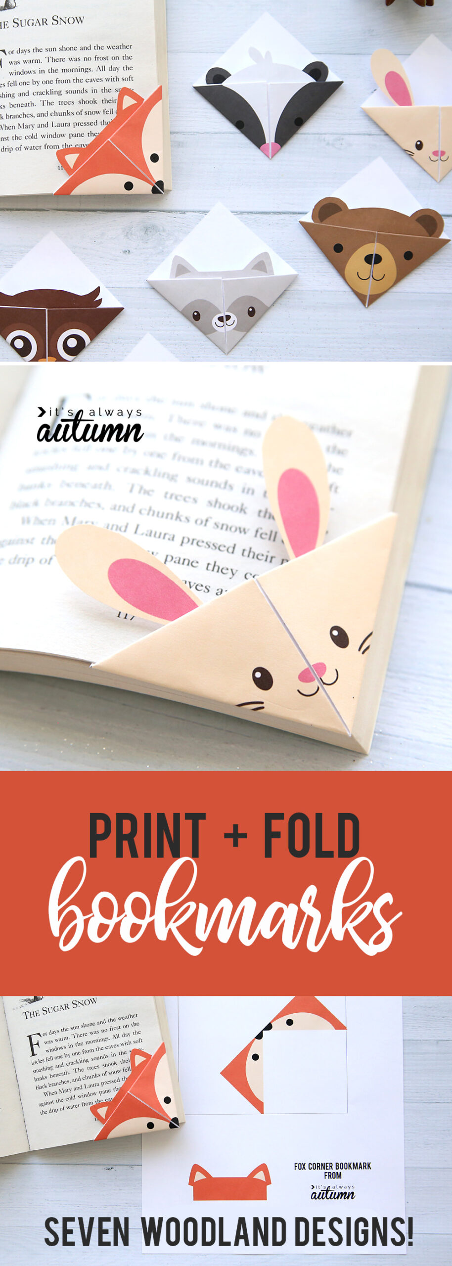 Diy Woodland Animals Origami Bookmarks {Print + Fold} - It&amp;#039;S throughout Free Printable Corner Bookmark Template