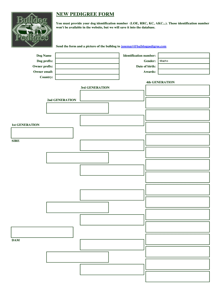 Dog Pedigree Template - Fill Online, Printable, Fillable, Blank intended for Free Printable Dog Pedigree Template