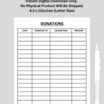 Donation Form. Donation Tracker. Donation Log. Donation Sheet With Free Printable Donation Form Template