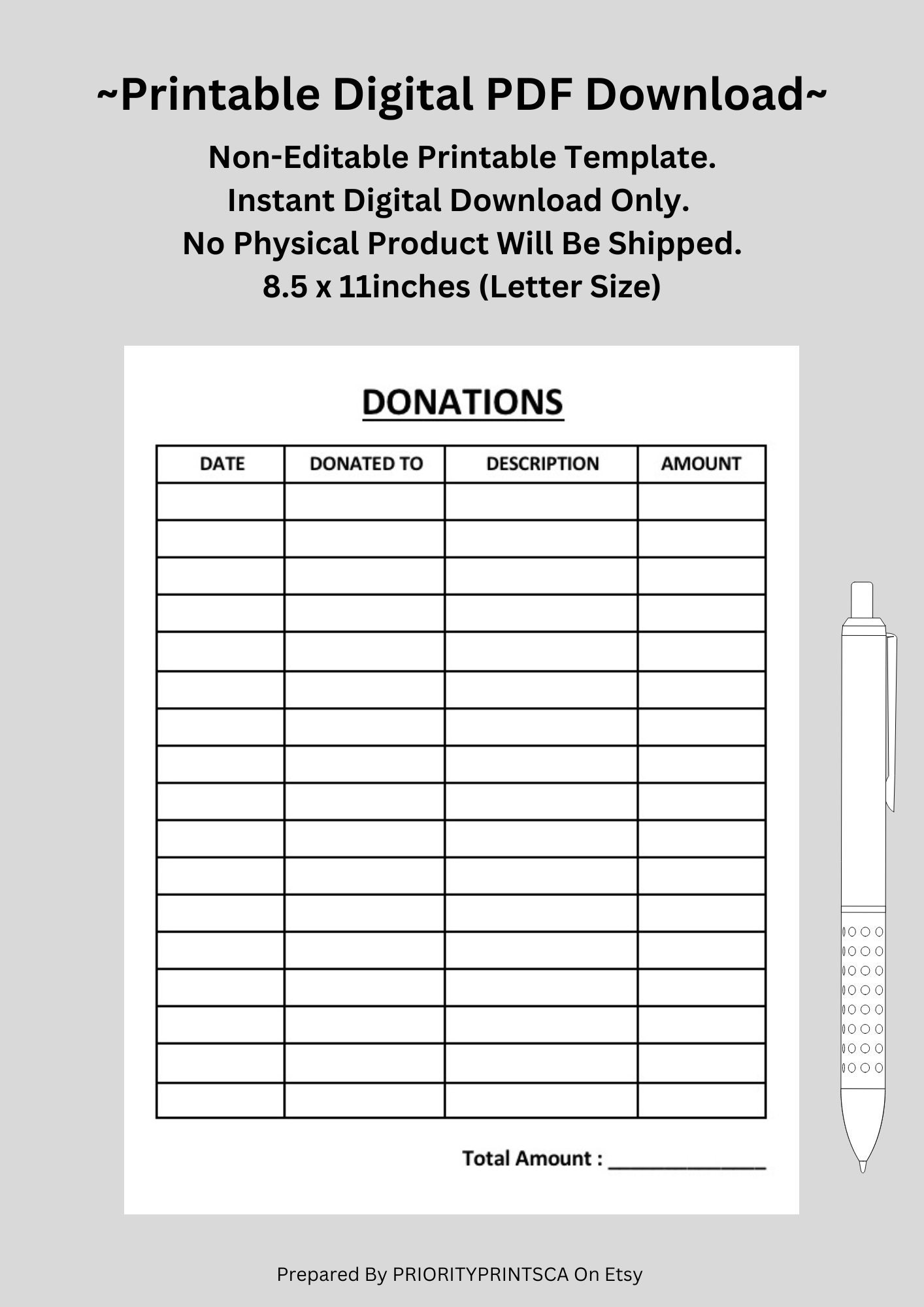 Donation Form. Donation Tracker. Donation Log. Donation Sheet with Free Printable Donation Form Template