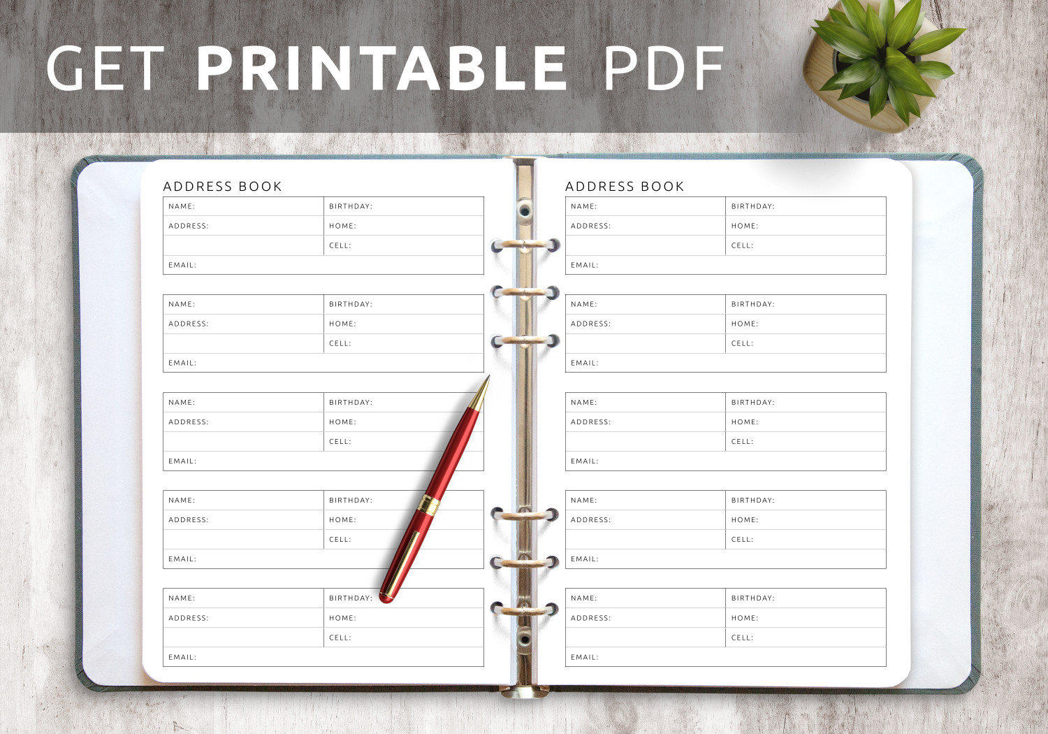 Download Printable Address Book Template Pdf throughout Free Printable Cute Address Book Template