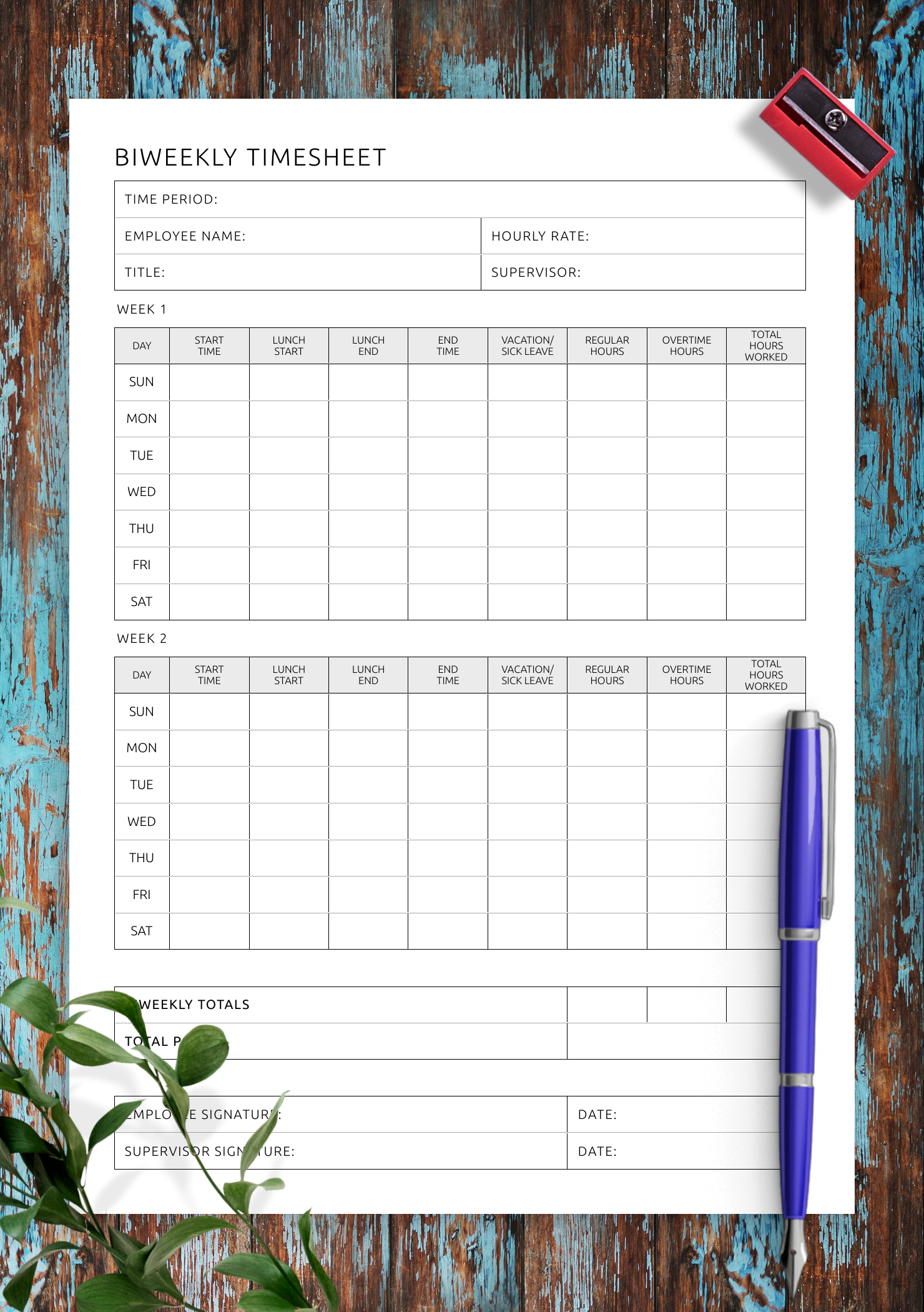 Download Printable Biweekly Timesheet Template Pdf with Free Printable Bi Weekly Timesheet Template