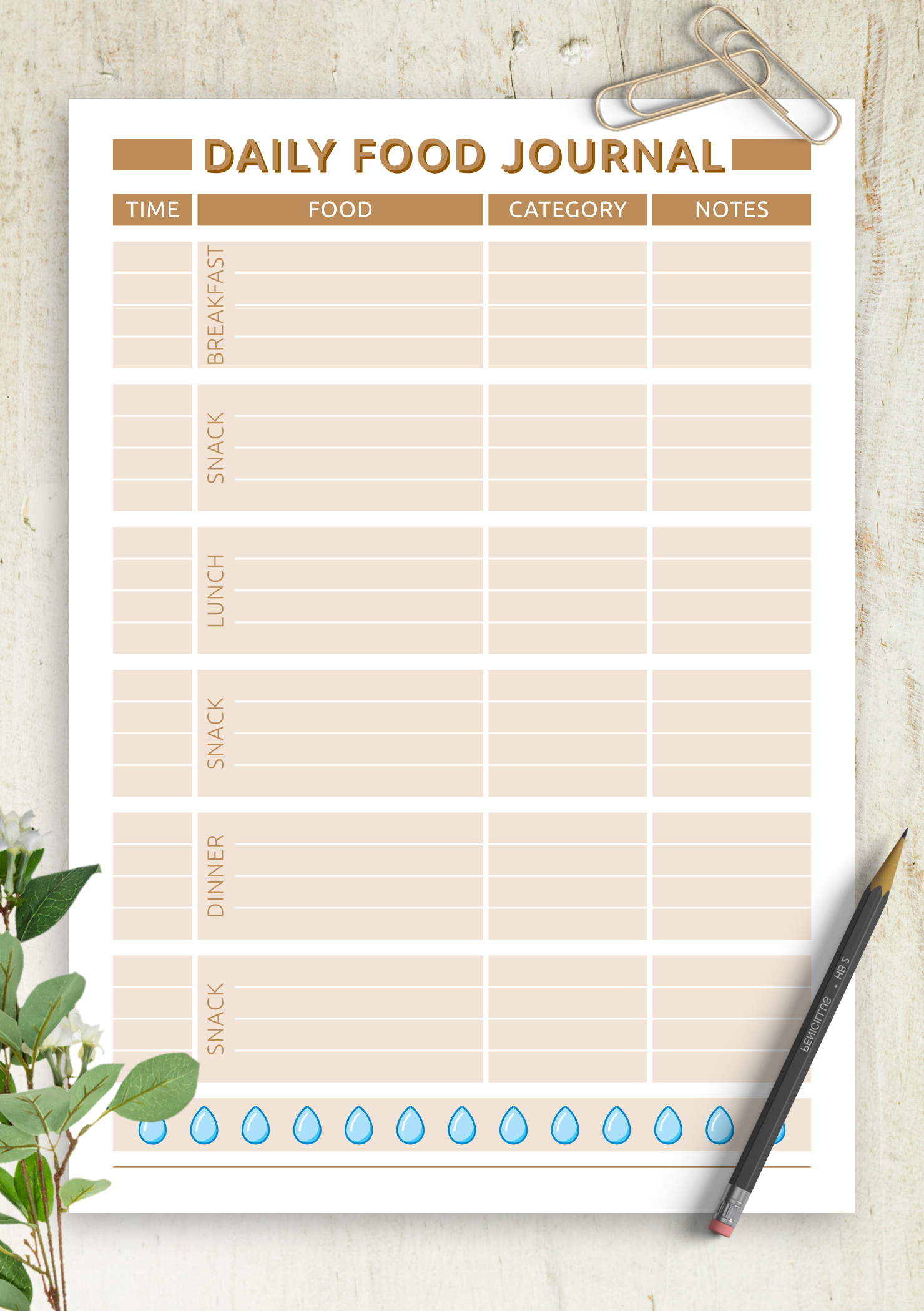 Download Printable Daily Food Journal Pdf with regard to Free Printable Daily Food Diary Template