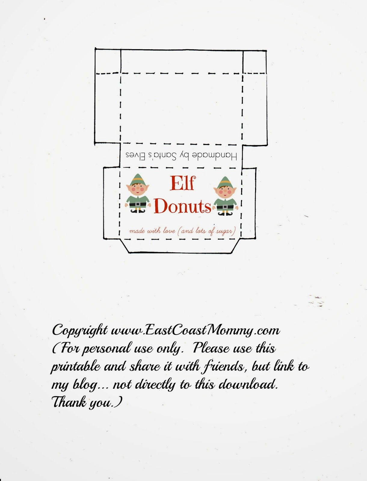 East Coast Mommy: Elf On The Shelf Donuts Free Printable Box for Free Printable Donut Box Template