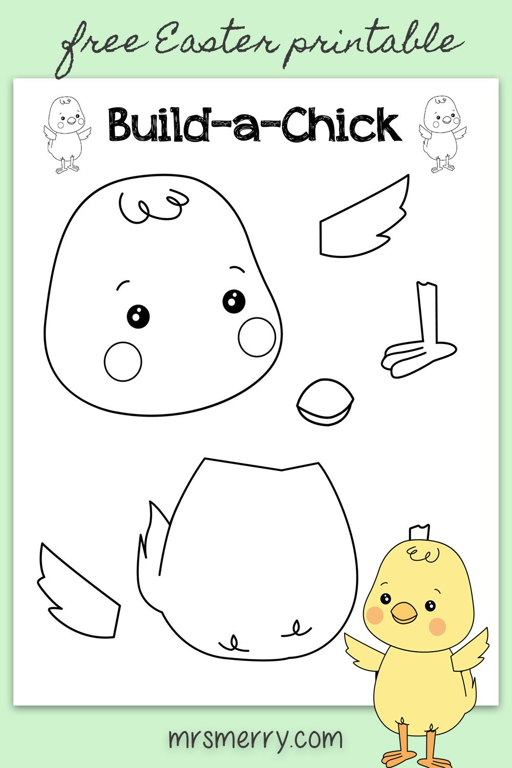 Easter Printable For Kids - Build A Chick Easy Easter Craft - Mrs inside Free Printable Easter Chick Template