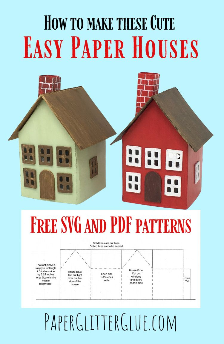 Easy Paper Houses - Free Printable Pattern - Paper Glitter Glue regarding Free Printable 3D House Template