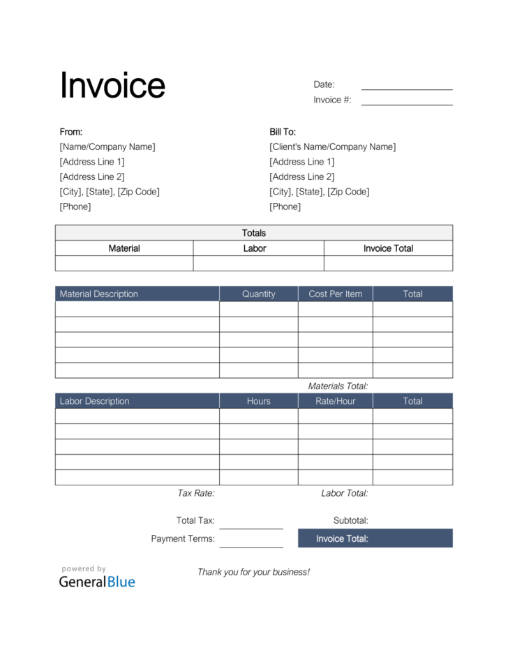 Free Printable Business Invoice Template