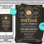 Editable Aged To Perfection Save The Date Template Any Age Gold Inside Free Printable Aged To Perfection Template