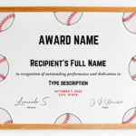 Editable Baseball Award Certificate Template, Printable Within Free Printable Baseball Certificates Template
