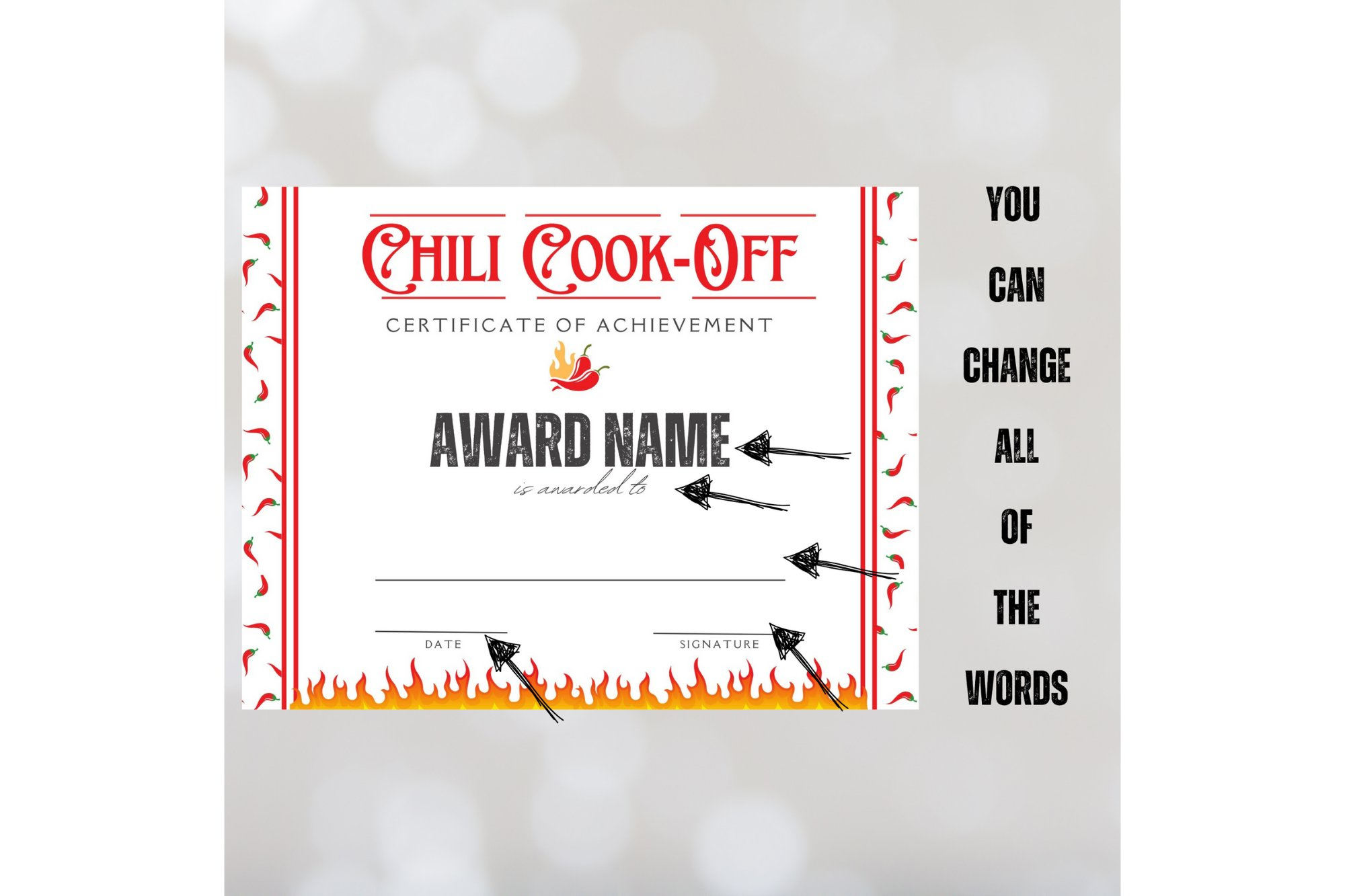 Editable Chili Cook Off Contest Award Certificate Template pertaining to Free Printable Chili Cook Off Award Certificate Template