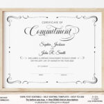Editable Commitment Certificate Template, Elegant Minimalist Within Free Printable Commitment Certificate Template