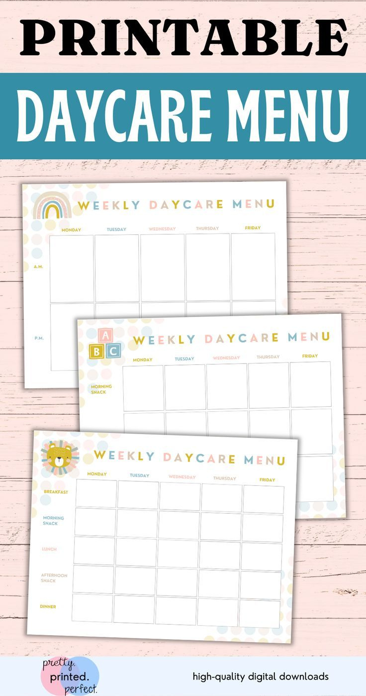 Editable Daycare Menu Printable throughout Free Printable Daycare Menu Template