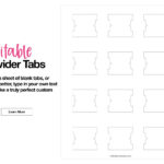 Editable Divider Tabs Blank Printable Diy White   Etsy Throughout Free Printable Binder Divider Template