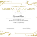 Editable Donation Certificate Template. Printable Certificate Of Pertaining To Free Printable Donation Certificate Template