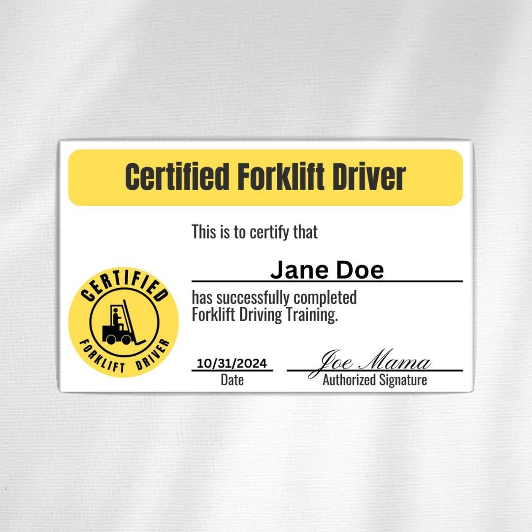 Editable Forklift Certification Card Driver Costume Template with regard to Free Printable Forklift License Template