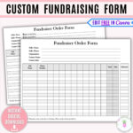 Editable Fundraising Form Printable, Sponsorship Form, Custom Throughout Free Printable Fundraiser Order Form Template