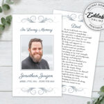 Editable Funeral Prayer Card Template, Printable Memorial Prayer Intended For Free Printable Funeral Memorial Card Template