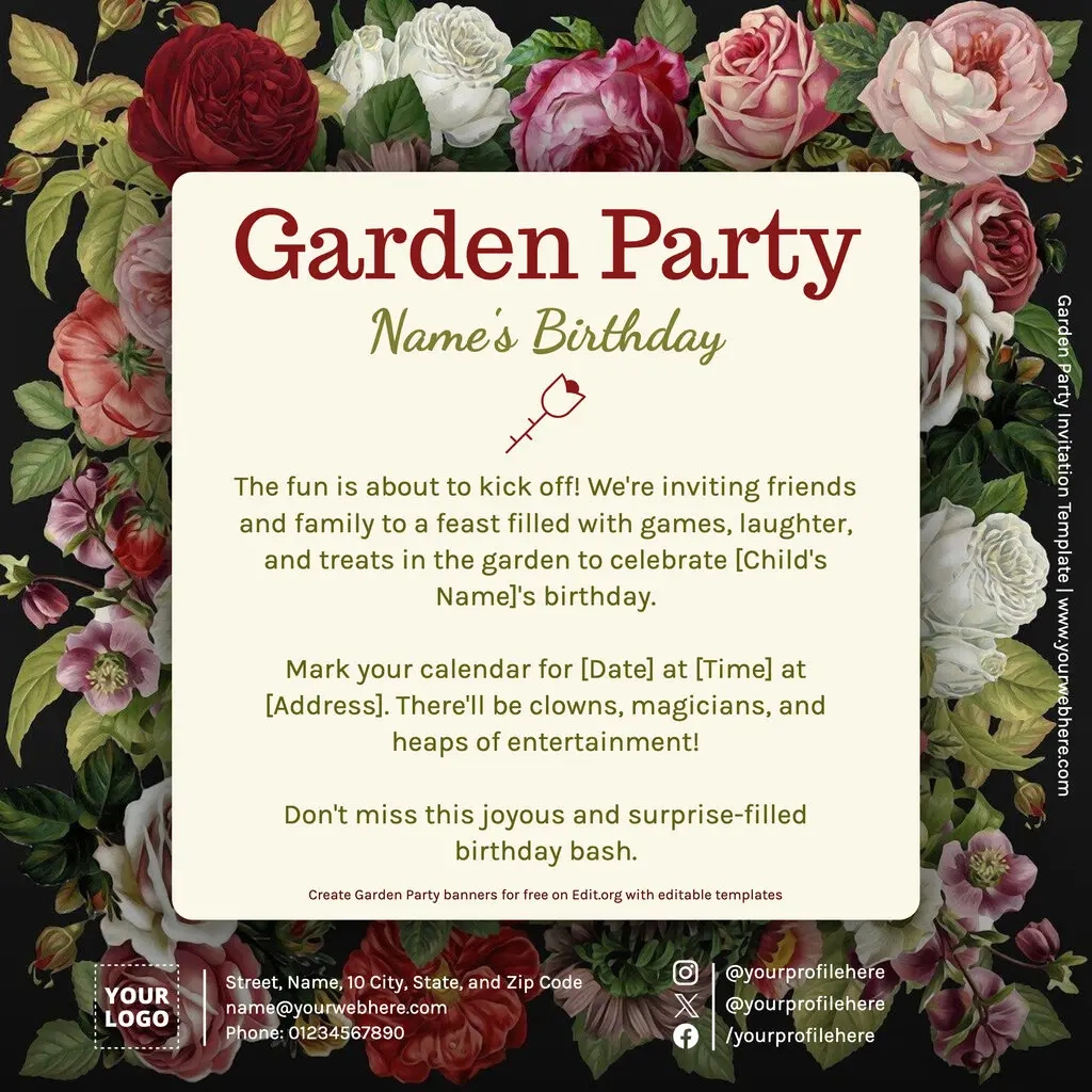 Editable Garden Party Invitation Templates inside Free Printable Garden Party Invitation Template