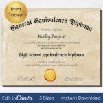 Editable Ged Certificate Template Printable High School Diploma Inside Free Printable Ged Certificate Template