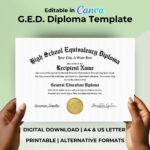 Editable Ged Diploma Template, Printable High School Equivalency Pertaining To Free Printable Ged Certificate Template