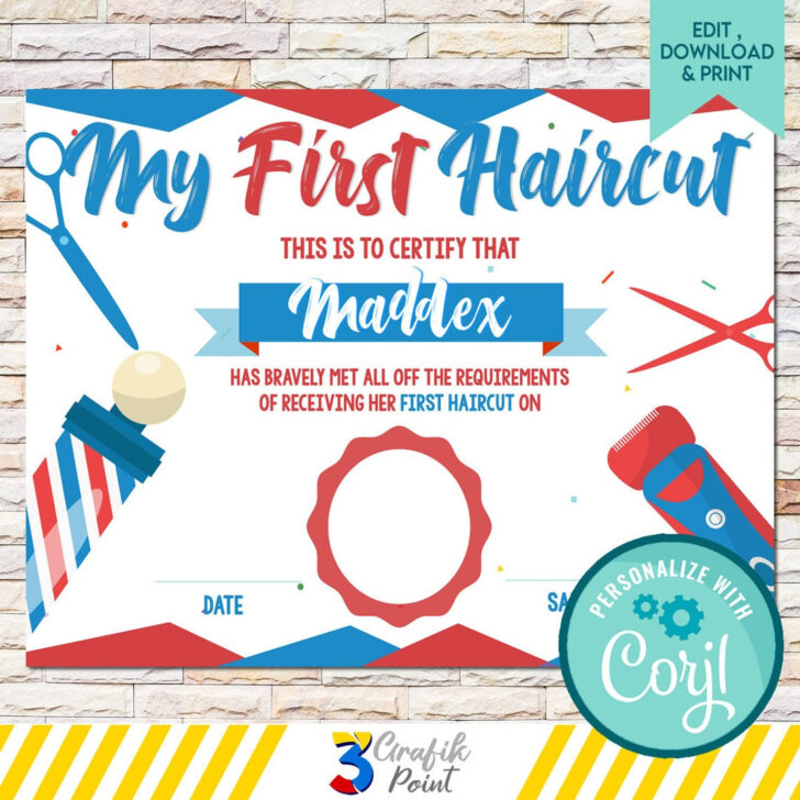 Free Printable First Haircut Certificate Template