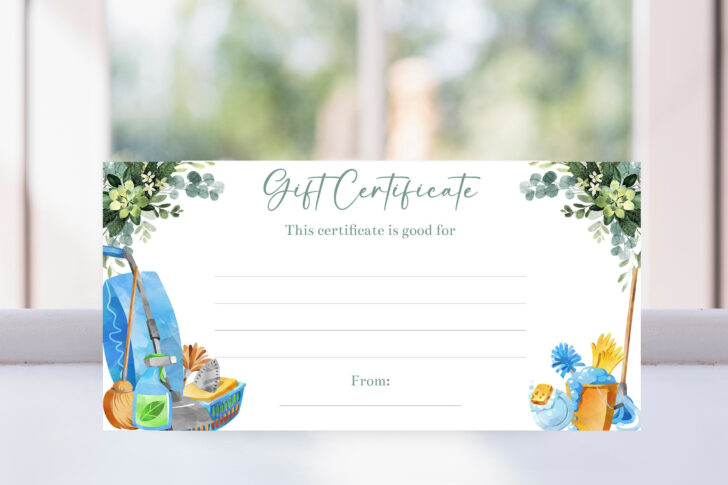 Free Printable Editable House Cleaning Gift Certificate Template