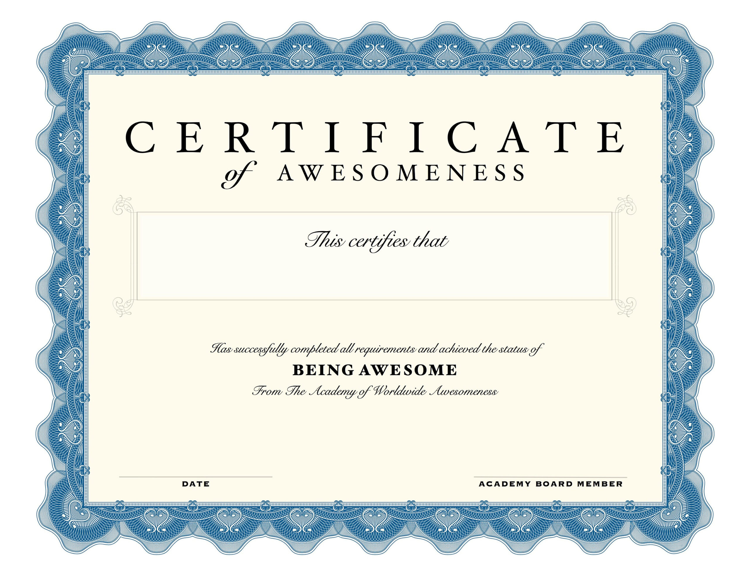 Editable, Printable, Certificates, Certificate Of Awesomeness regarding Free Printable Certificate of Awesomeness Template