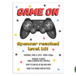 Editable, Video Game Invitation Template, Printable Video Game For Free Printable Gaming Party Invitation Template