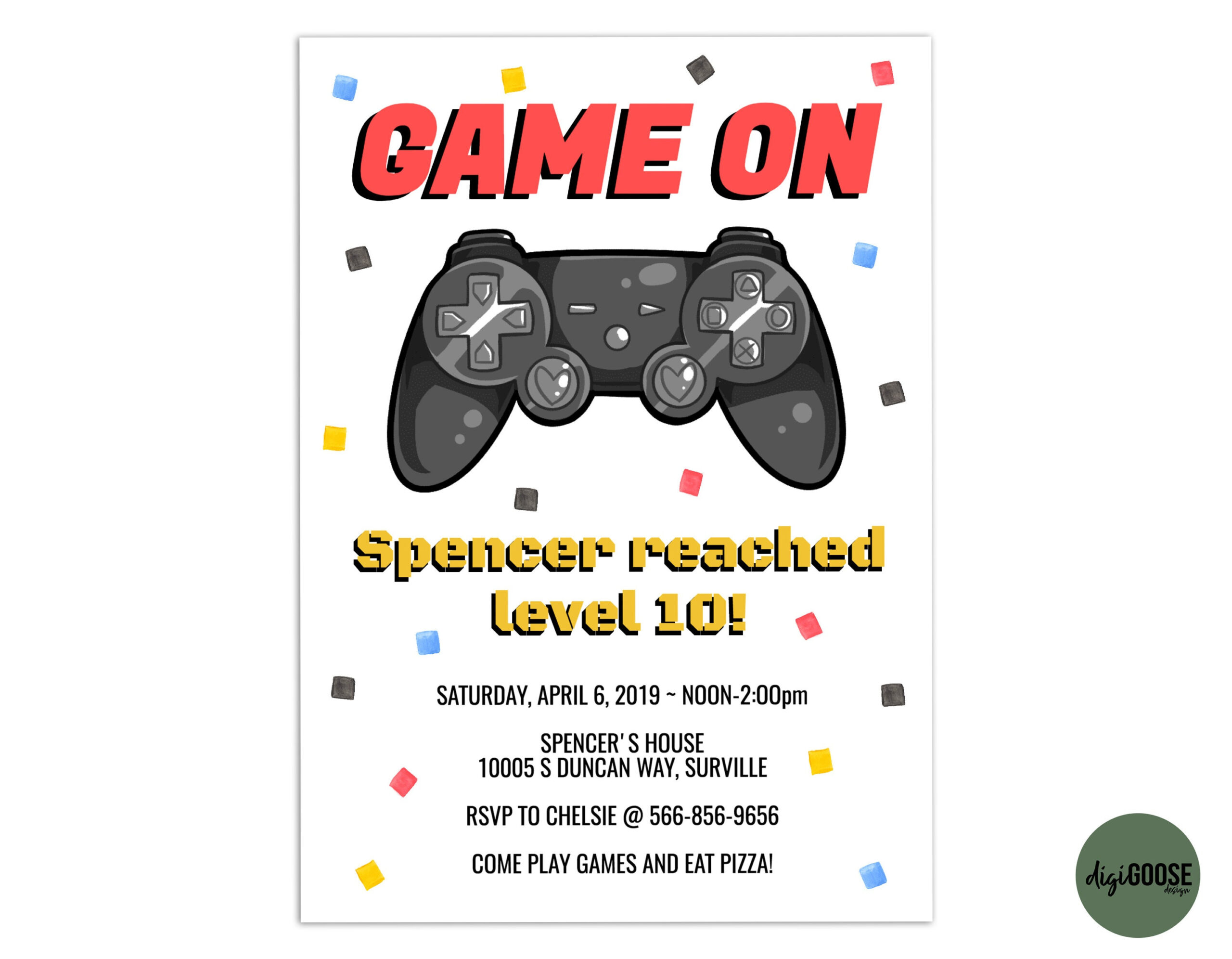 Editable, Video Game Invitation Template, Printable Video Game for Free Printable Gaming Party Invitation Template