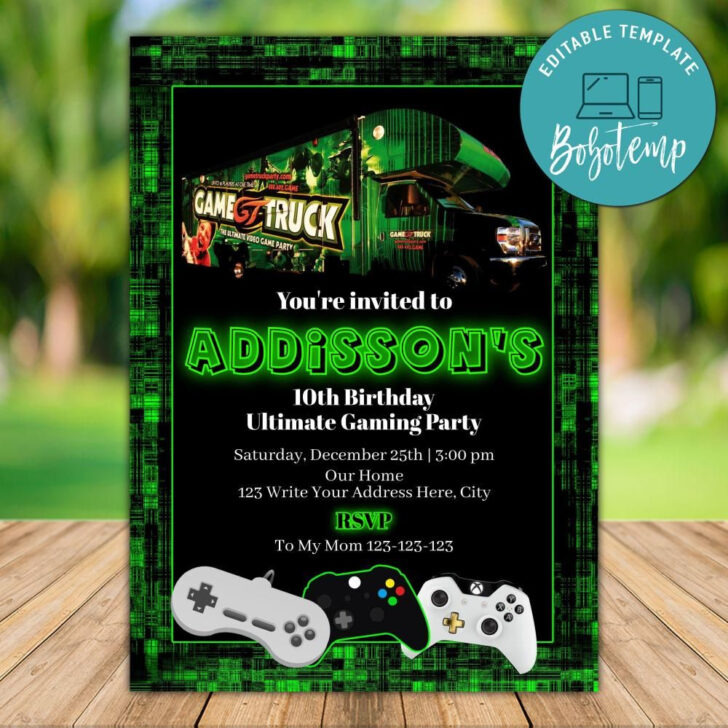 Free Printable Gaming Party Invitation Template